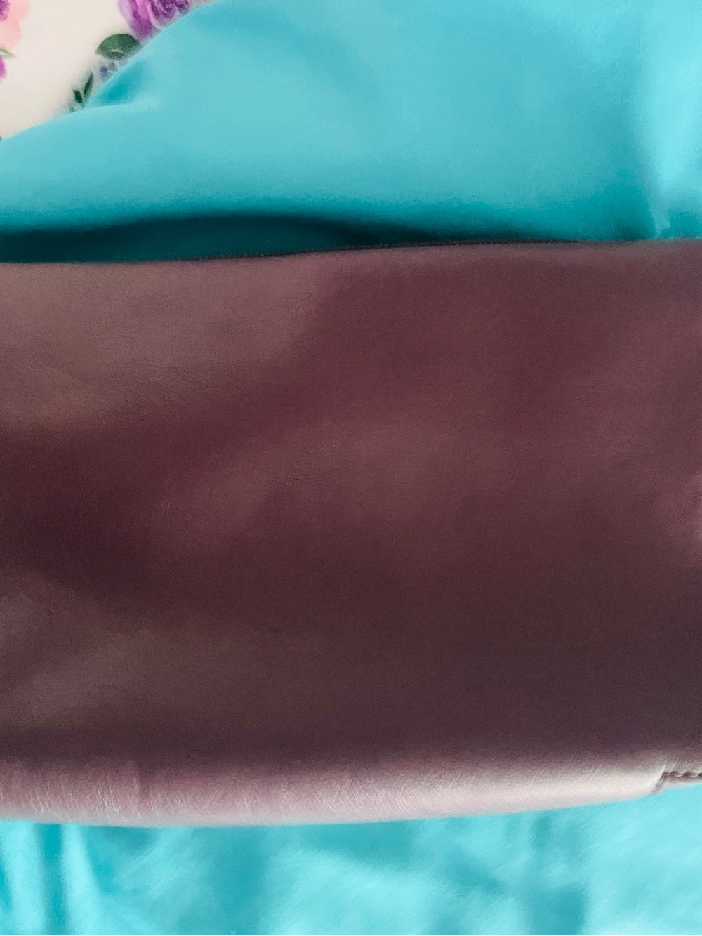 Two-Tone Leather Crossbody Bag in Plum and Teal